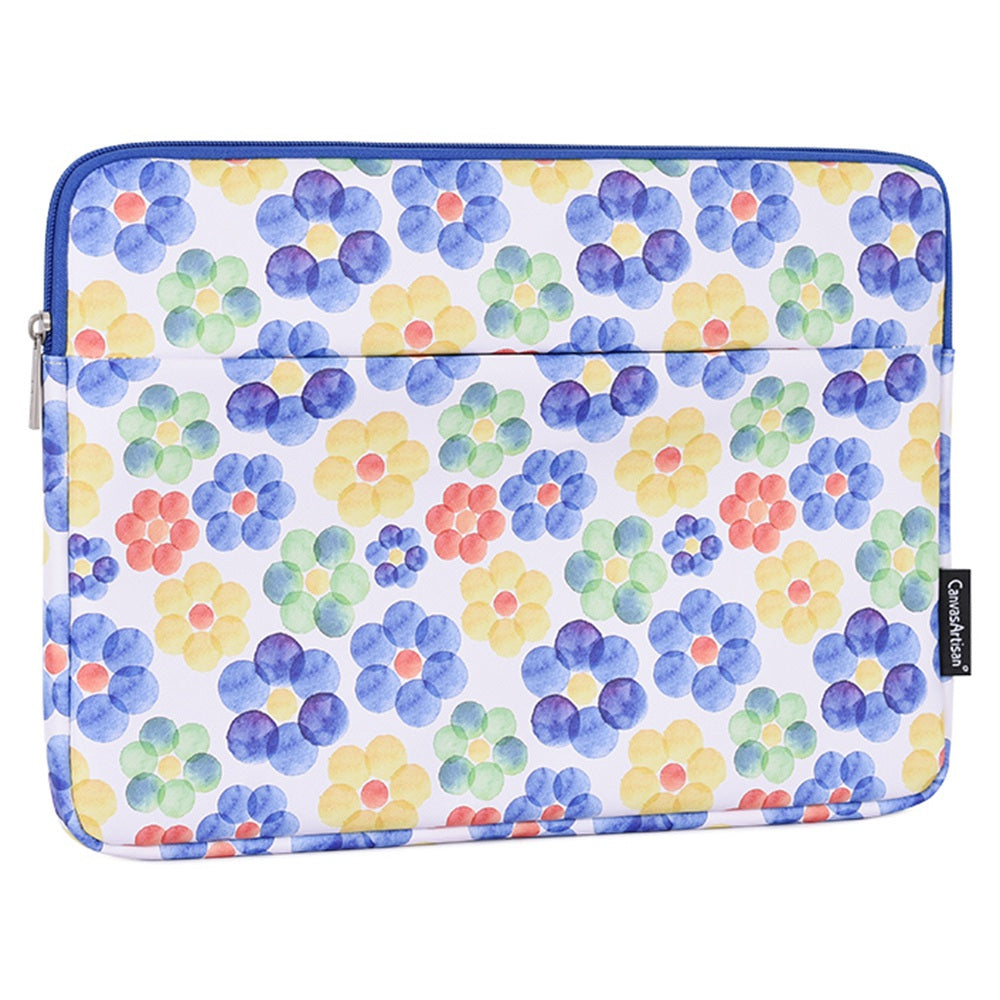 G51-11 13-inch Laptop Zipper Sleeve Bag Stylish Flower Printing PU Leather Notebook Carrying Case