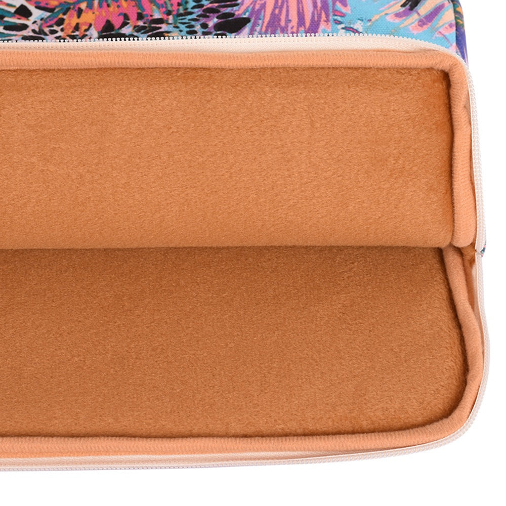 T50 Leaves Pattern Printed Portable Sleeve Bag for 15-inch Laptops Shockproof Slim Carry Case Anti-drop Canvas Bag