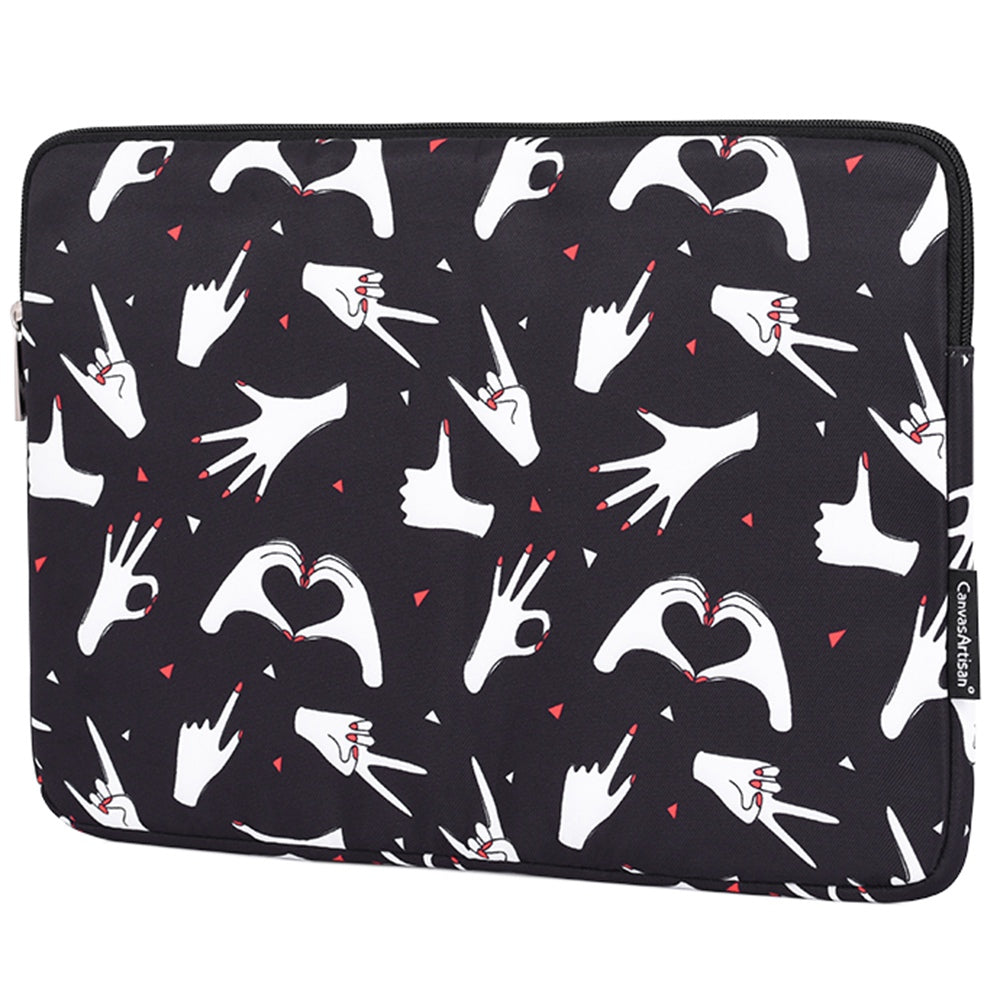 H21-01 Stylish Fingers Pattern Printed Sleeve Bag for 14-inch Laptops Full Protection Portable Carry Case Notebooks Bag