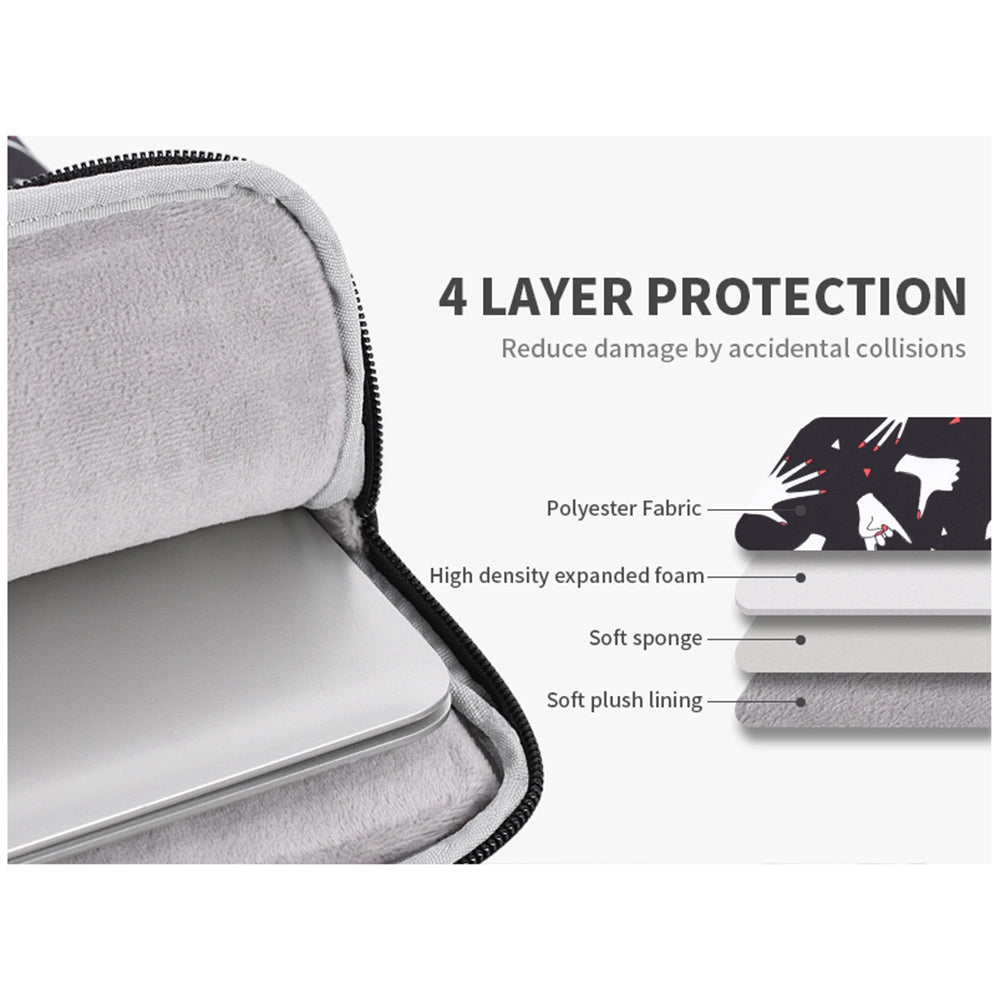H21-01 Stylish Fingers Pattern Printed Sleeve Bag for 14-inch Laptops Full Protection Portable Carry Case Notebooks Bag