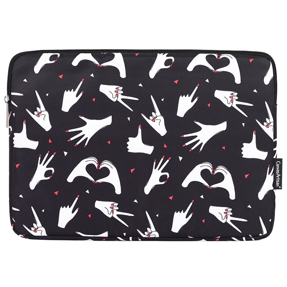 H21-01 Portable Sleeve Bag for 15-inch Laptops Wear-resistant Carry Case Fingers Pattern Printed Notebooks Bag