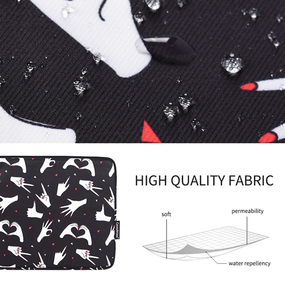 H21-01 Portable Sleeve Bag for 15-inch Laptops Wear-resistant Carry Case Fingers Pattern Printed Notebooks Bag