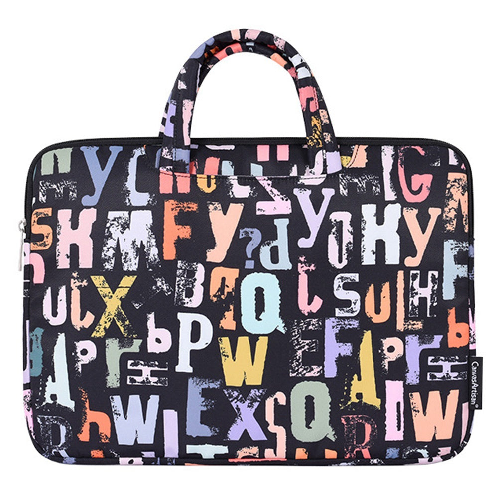 H18-B01 for 14-inch Notebook Patterned Polyester Laptop Protective Sleeve Bag Briefcase Handle Bag with Zippered Outer Pocket