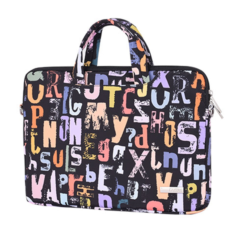 H18-B01 for 14-inch Notebook Patterned Polyester Laptop Protective Sleeve Bag Briefcase Handle Bag with Zippered Outer Pocket