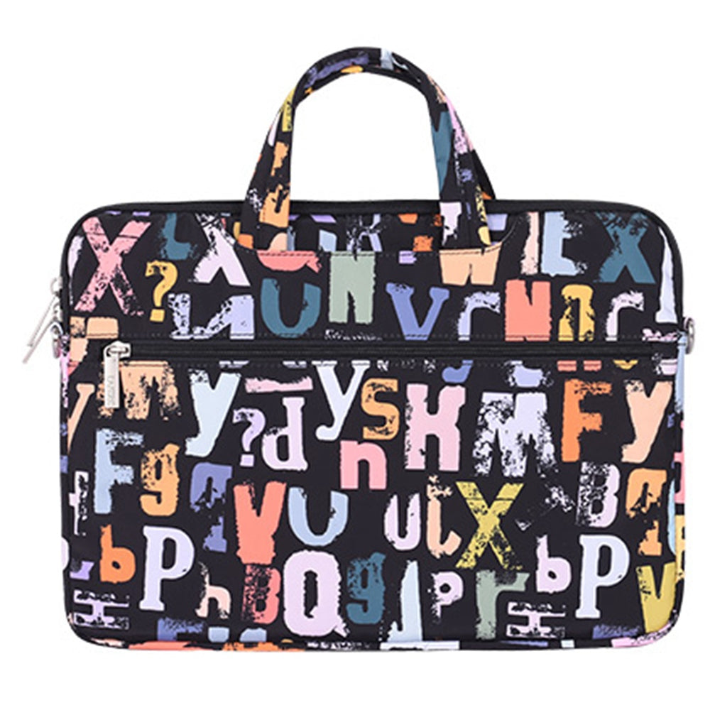 H18-B01 for 14-inch Notebook Patterned Polyester Laptop Protective Sleeve Bag Briefcase Handle Bag with Zippered Outer Pocket