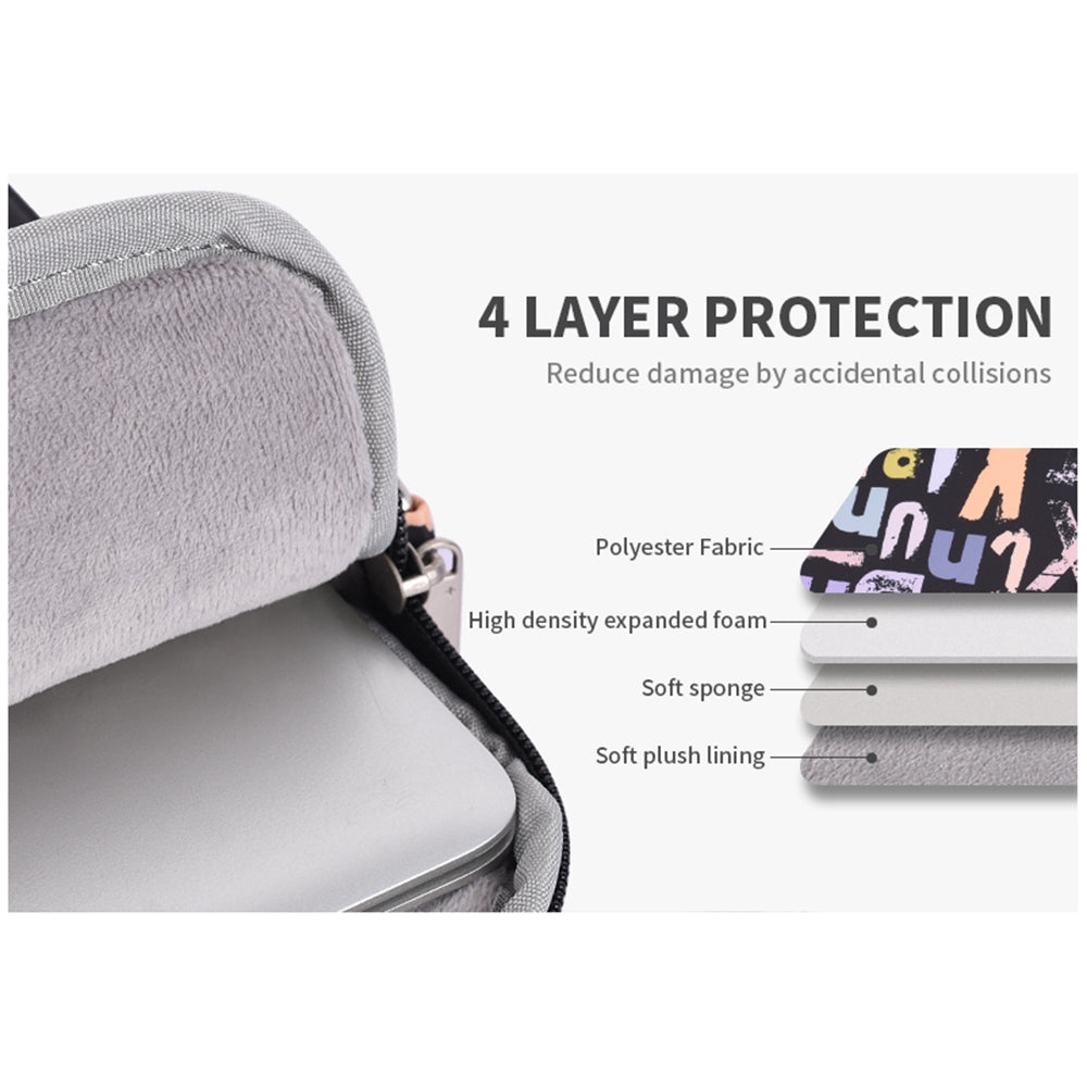 H18-B01 for 14-inch Notebook Patterned Polyester Laptop Protective Sleeve Bag Briefcase Handle Bag with Zippered Outer Pocket