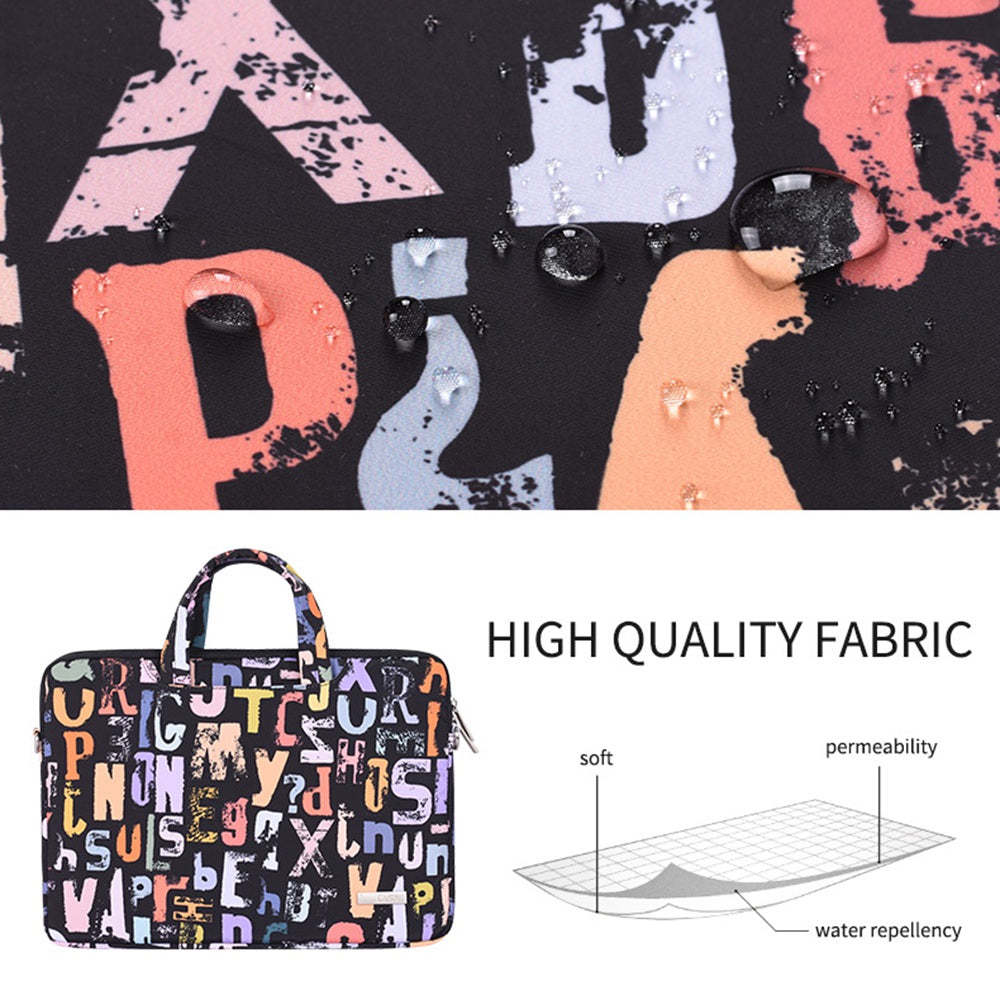 H18-B01 for 14-inch Notebook Patterned Polyester Laptop Protective Sleeve Bag Briefcase Handle Bag with Zippered Outer Pocket