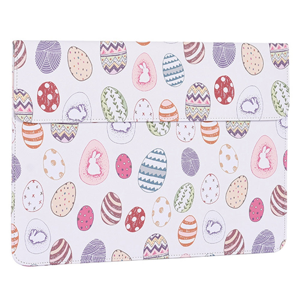 E52-T0121 2Pcs/Set 15-inch Ellipse Pattern Magnetic Flap Envelope PU Laptop Sleeve + Small Bag
