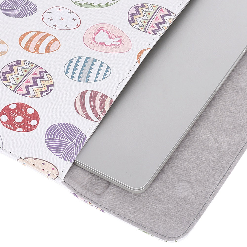 E52-T0121 2Pcs/Set 15-inch Ellipse Pattern Magnetic Flap Envelope PU Laptop Sleeve + Small Bag