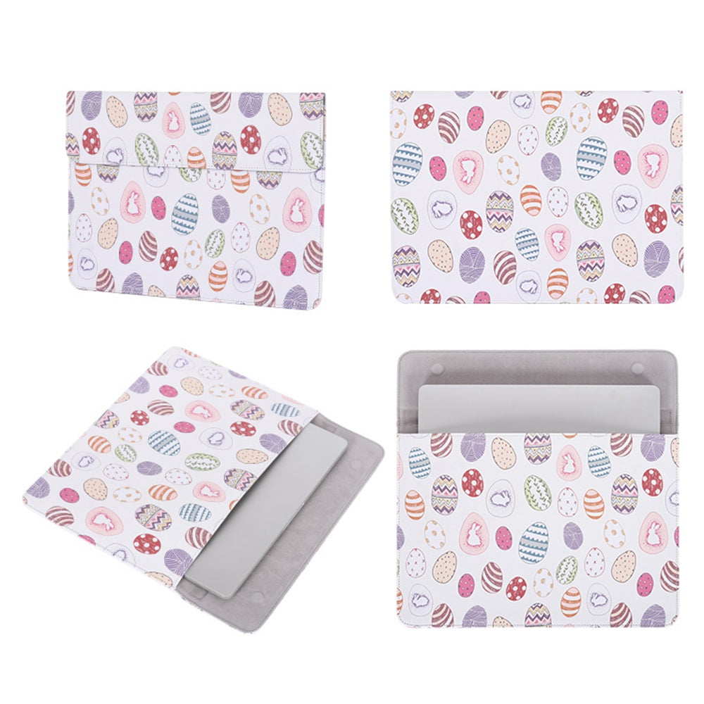 E52-T0121 14-inch Ultra Slim Ellipse Pattern Notebook Carrying Case Magnetic Flap Envelope Laptop Sleeve + Small Bag