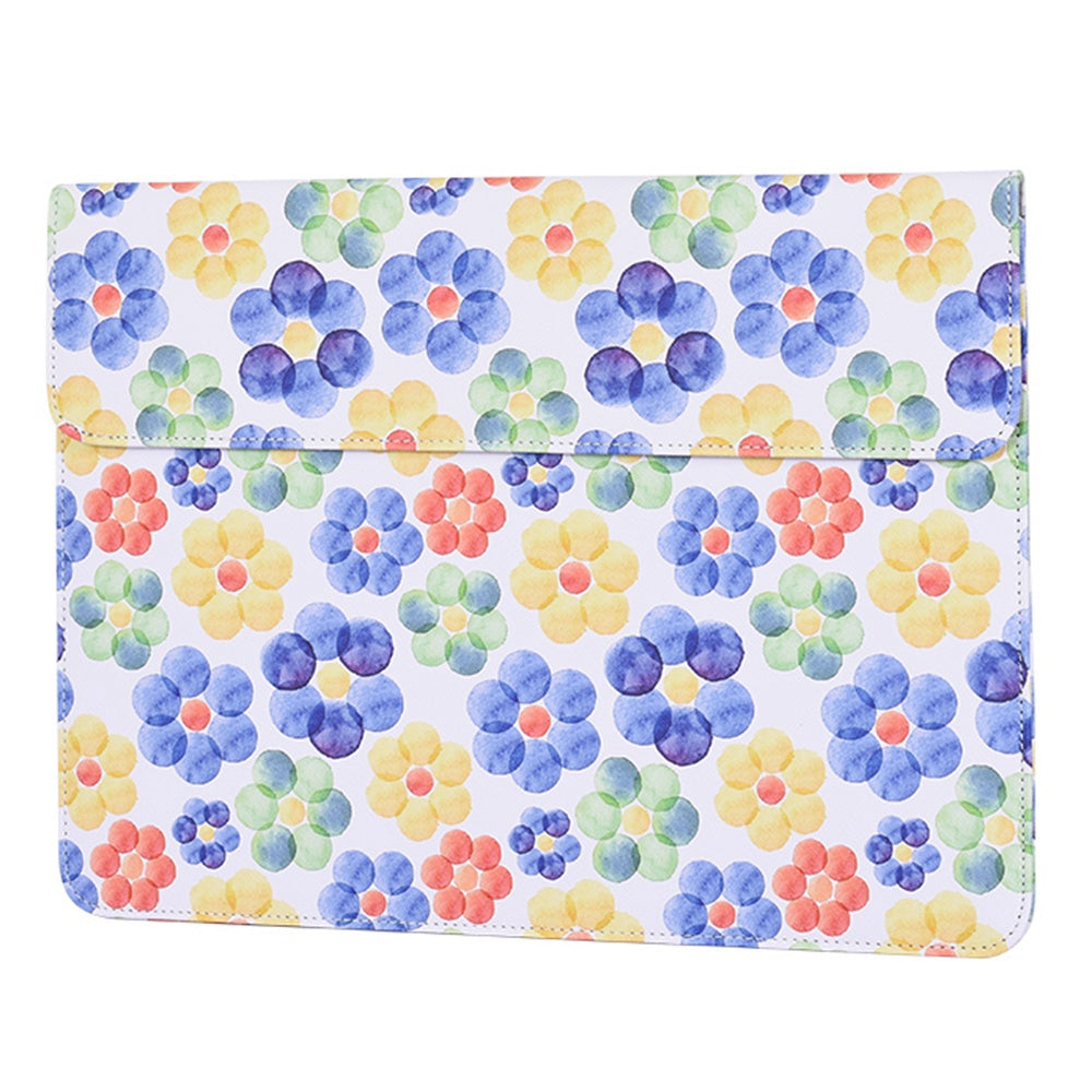 E51-T0111 12-inch Multi-color Flower Pattern Envelope Style Magnetic Flap Laptop Sleeve + Small Bag