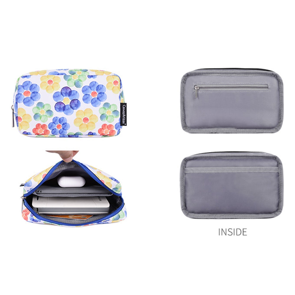 E51-T0111 12-inch Multi-color Flower Pattern Envelope Style Magnetic Flap Laptop Sleeve + Small Bag
