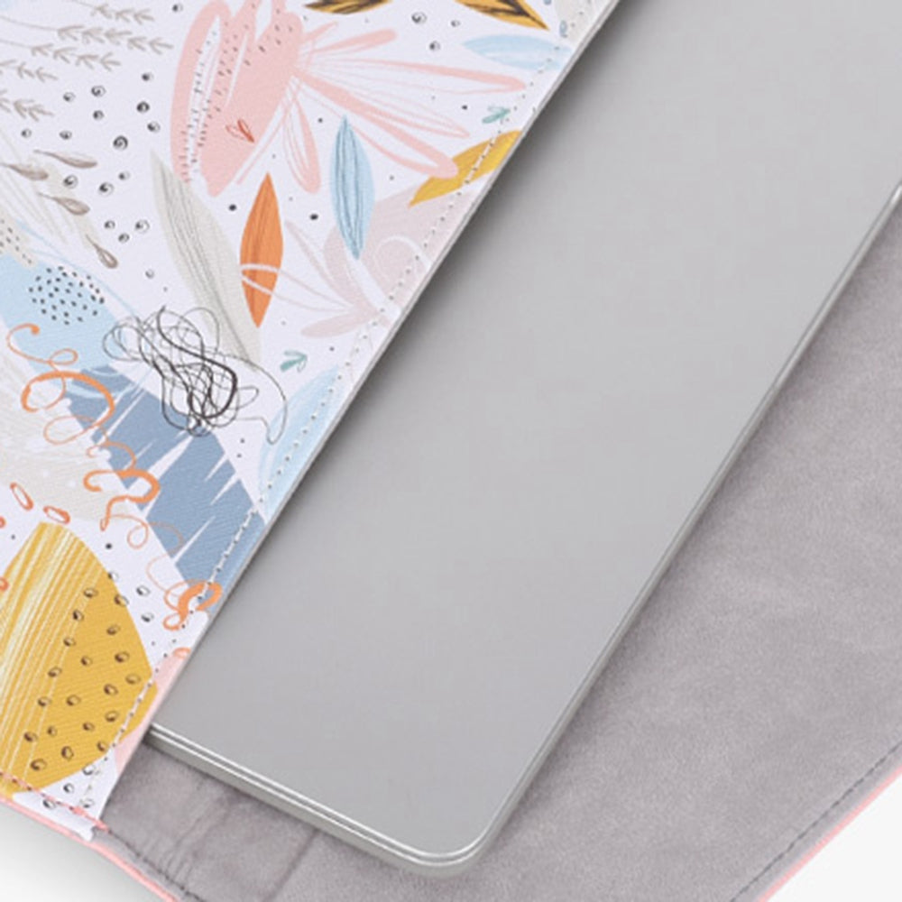 Canvasartisan E53-13 14-inch Waterproof Splash-Proof Watercolor Pattern Magnetic Flap PU Laptop Sleeve Envelope-Shaped Storage Pouch Bag - Pink