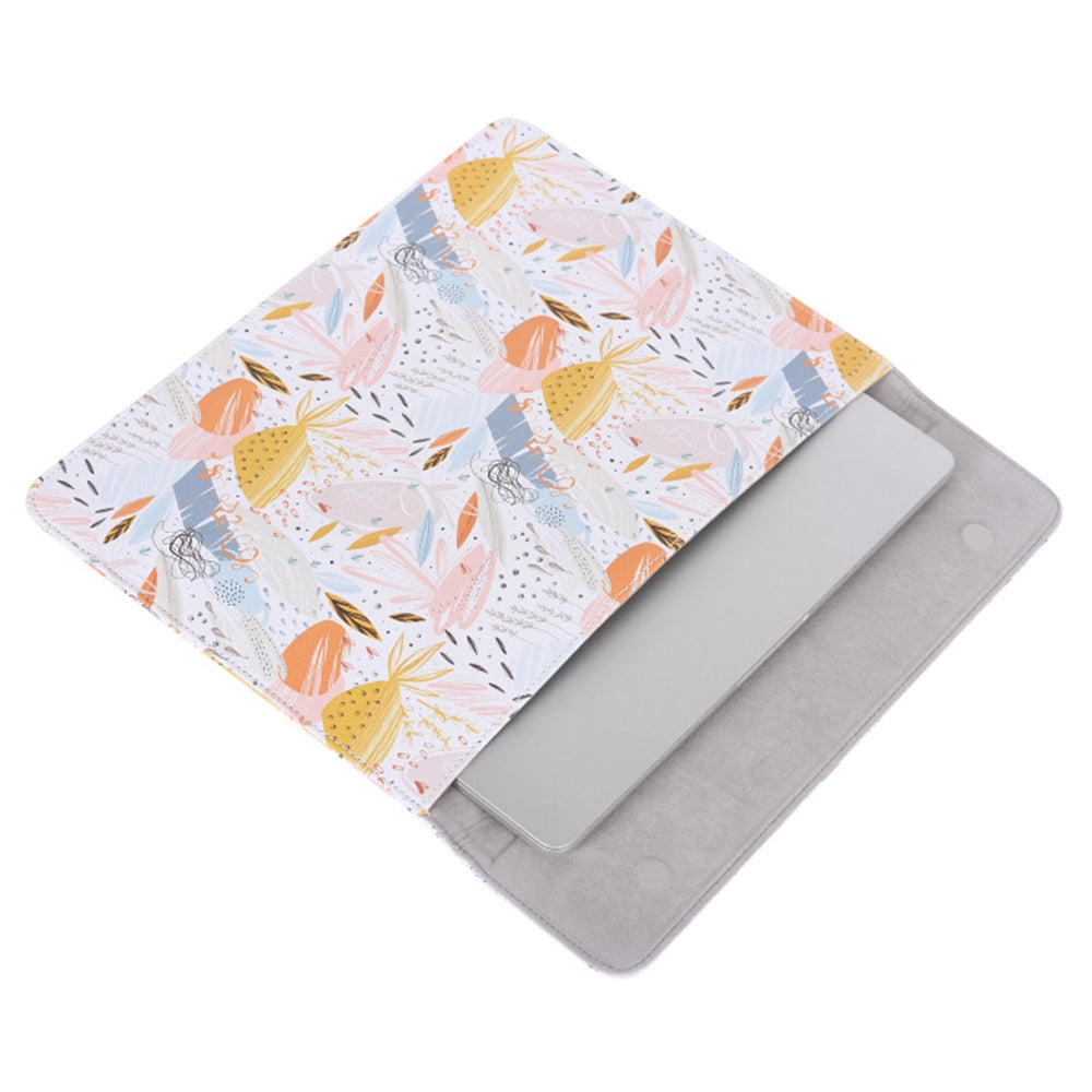 E53-T0111 12-inch Pink-Color Watercolor Pattern Printing Envelope Laptop Magnetic Closure Sleeve Storage Protective Pouch with Small Bag
