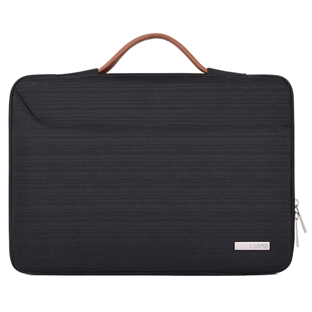 Canvasartisan K28-23 13-inch Laptop Sleeve Side Zipper Closure Notebook Handle Bag Handbag with U-shape Outer Pocket - Black