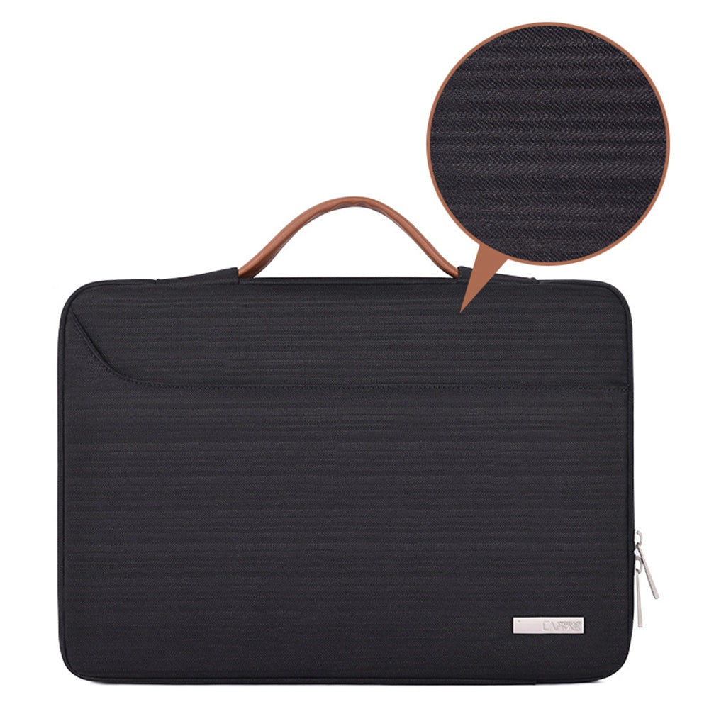 Canvasartisan K28-23 13-inch Laptop Sleeve Side Zipper Closure Notebook Handle Bag Handbag with U-shape Outer Pocket - Black