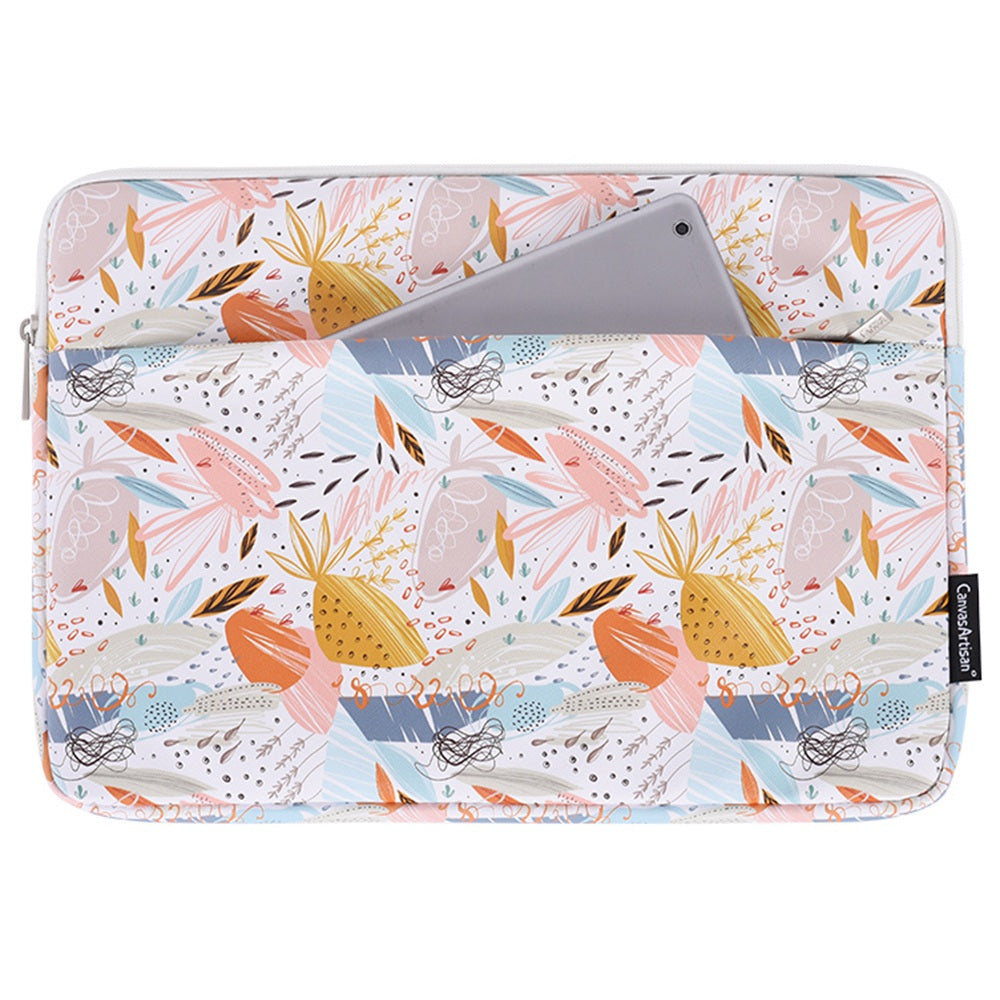G53-11 for 12-inch Notebook Patterned Laptop Protective Sleeve PU Soft Lining Pouch Horizontal-Opening Outer Slot Bag