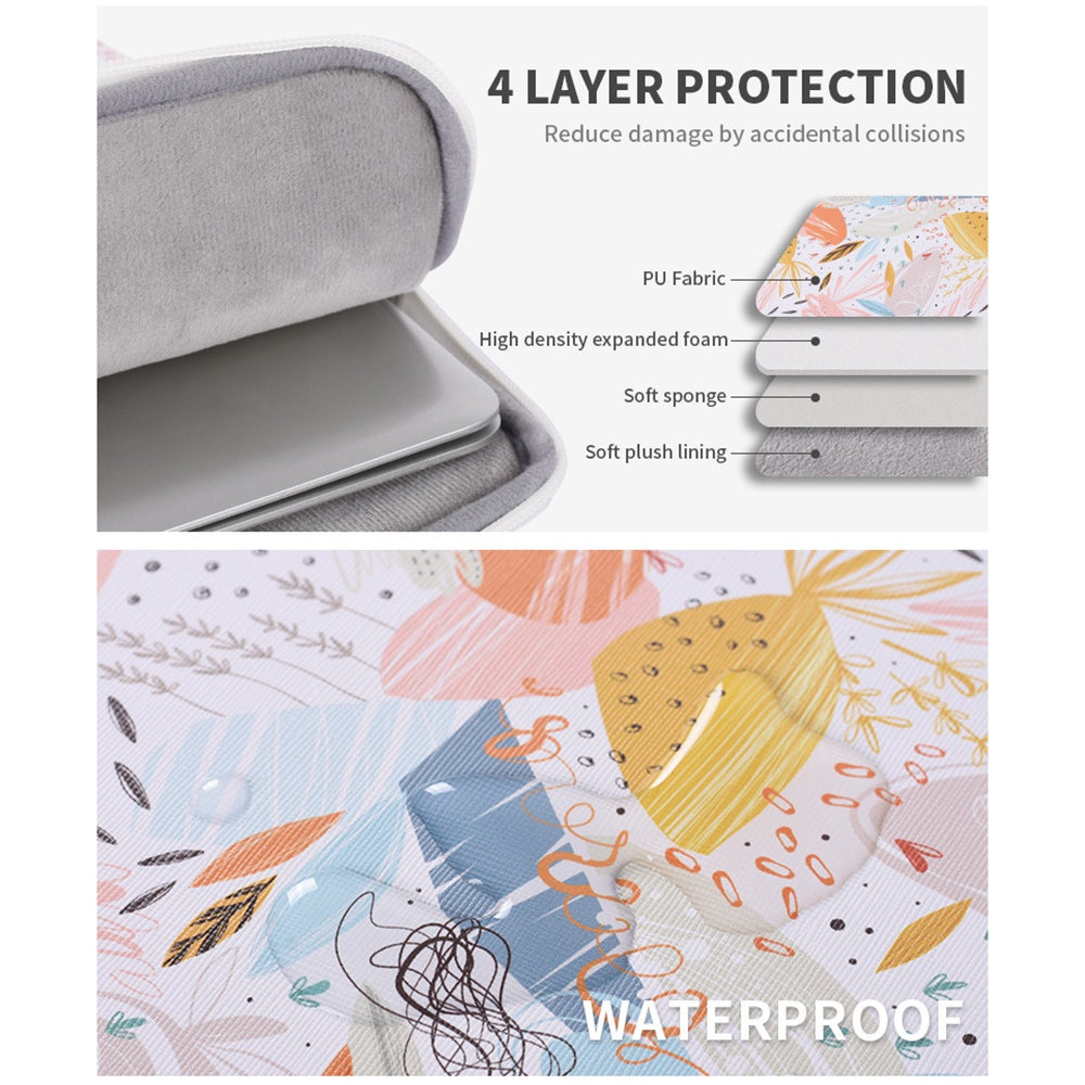 for 14-inch Notebook Stylish Patterned Laptop Protective Sleeve Waterproof PU + Soft Lining Pouch Bag with Horizontal-Opening Outer Slot
