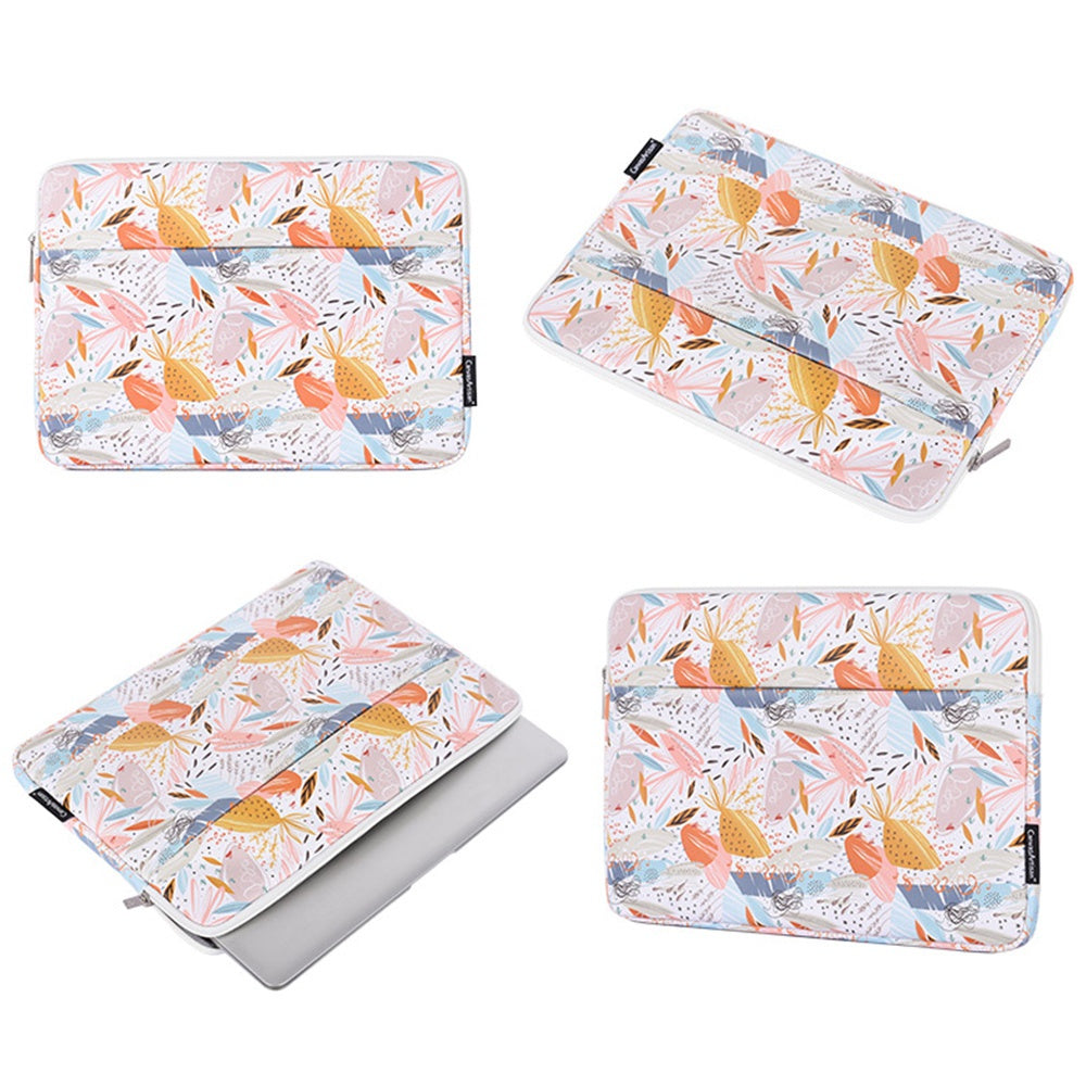 for 14-inch Notebook Stylish Patterned Laptop Protective Sleeve Waterproof PU + Soft Lining Pouch Bag with Horizontal-Opening Outer Slot