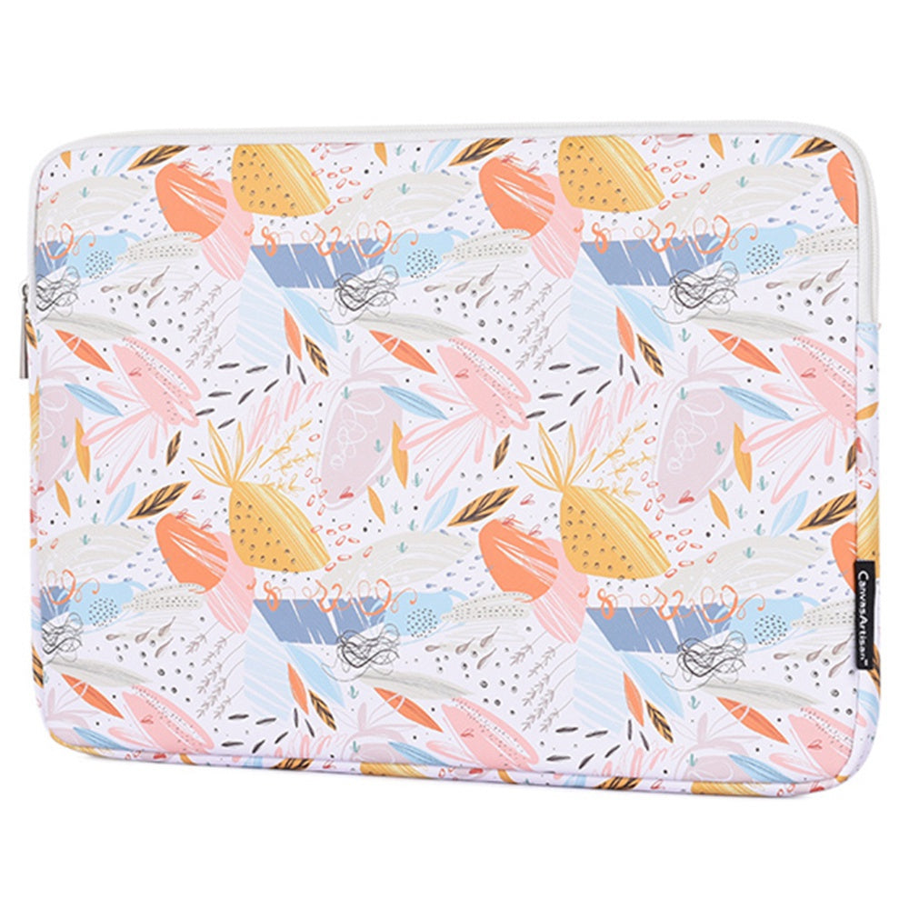 G53-T0121 for 12-inch Notebook Flowered Patterned Laptop Protective Bag with Zipper Waterproof PU Case Pouch + Small Accessory Bag Set