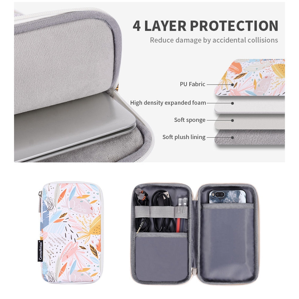 for 15-inch Notebook Stylish Patterned Laptop Zippered Protective Bag Waterproof PU Case Pouch Storage Organizer + Small Bag Set