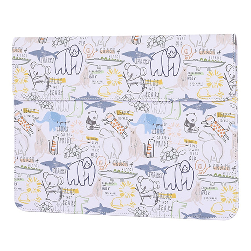 E50-T0111 13-inch Animals Pattern Laptop Storage Sleeve Magnetic Snap Closure Envelope Protective Pouch + Extra Accessory Organizer