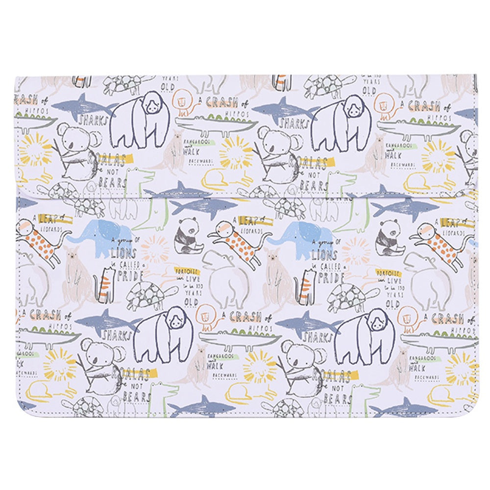 E50-T0111 13-inch Animals Pattern Laptop Storage Sleeve Magnetic Snap Closure Envelope Protective Pouch + Extra Accessory Organizer
