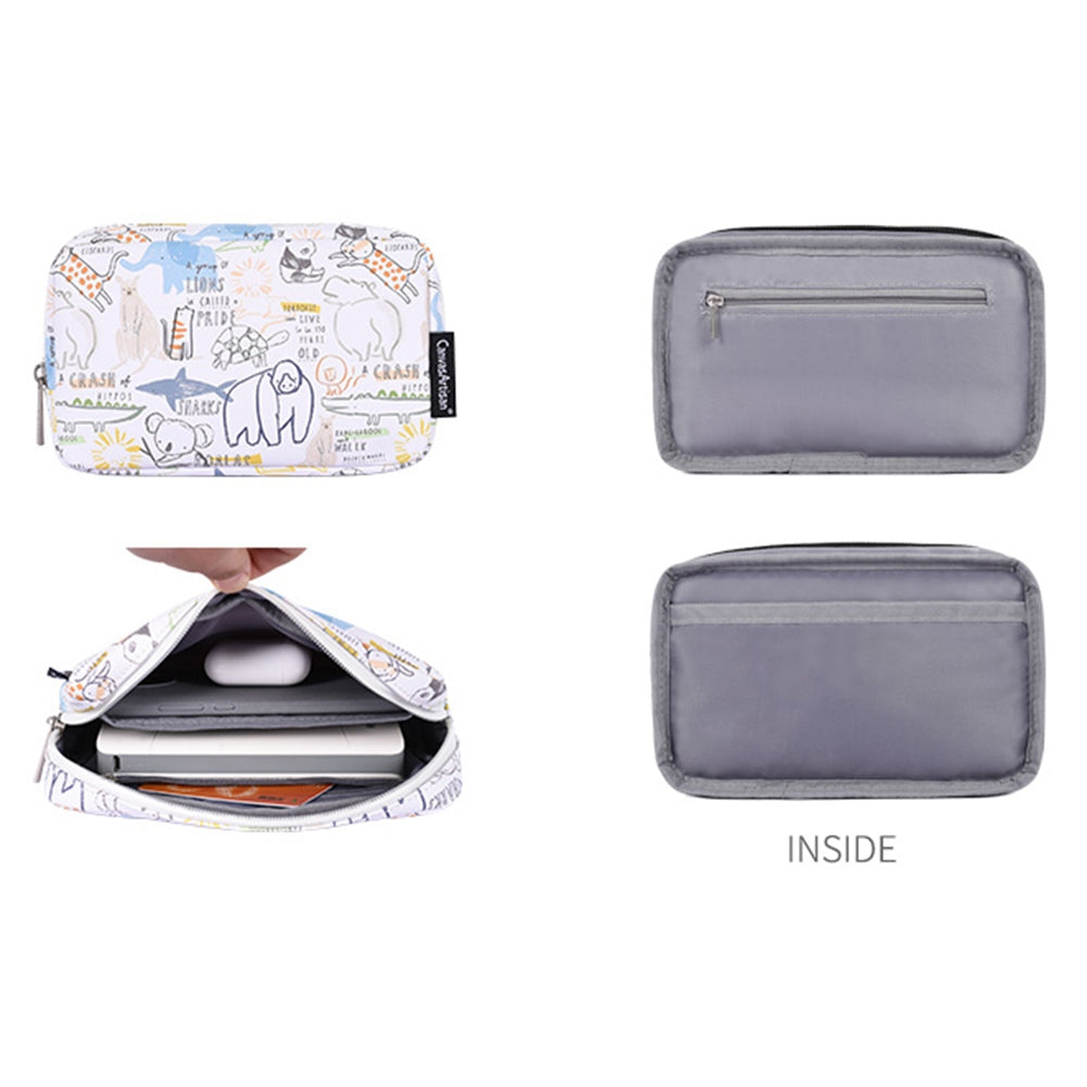 E50-T0111 13-inch Animals Pattern Laptop Storage Sleeve Magnetic Snap Closure Envelope Protective Pouch + Extra Accessory Organizer