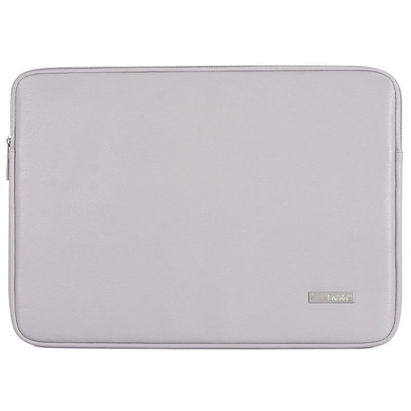 for 13-inch Notebook Solid Color Laptop Zippered Protective Bag PU Case with Inner Compartment - Grey