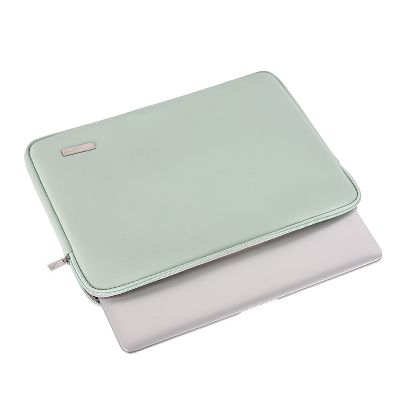 for 13-inch Notebook Solid Color Laptop Zippered Protective Bag PU Case with Inner Compartment - Grey