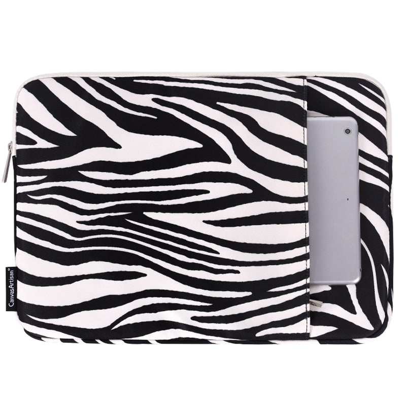 H33-19 Zebra-stripe Pattern Shockproof Carry Case for 14 inch Laptops Scratch Resistant Notebook Sleeve Bag with Vertical Pouch