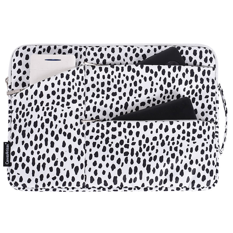 Cow Pattern Shockproof Sleeve Bag for 15inch Laptops Anti-scratch Carry Case with 3 Outer Pouches