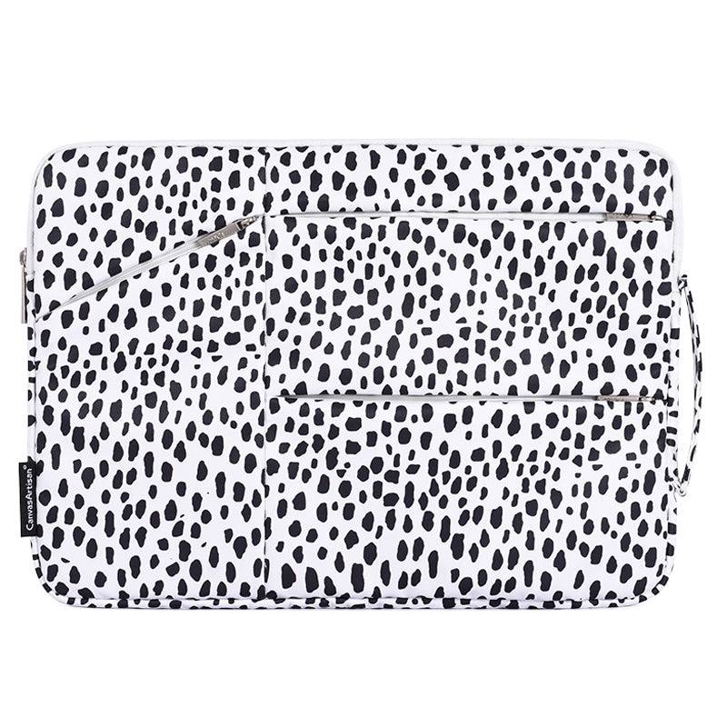 Cow Pattern Shockproof Sleeve Bag for 15inch Laptops Anti-scratch Carry Case with 3 Outer Pouches