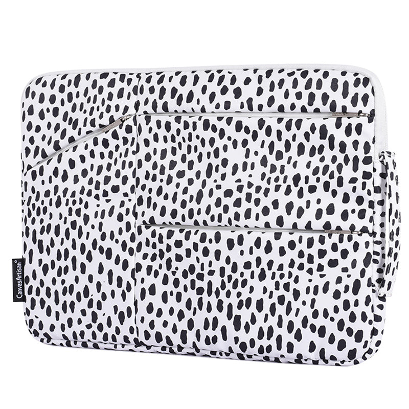 Cow Pattern Shockproof Sleeve Bag for 15inch Laptops Anti-scratch Carry Case with 3 Outer Pouches