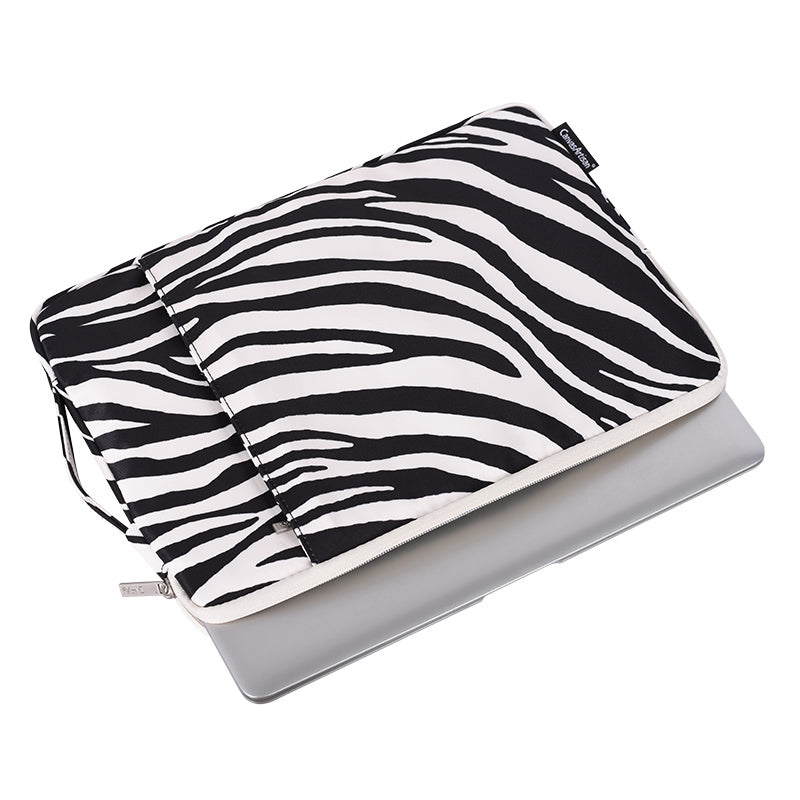 Zebra-stripe Pattern Shockproof Carry Case for 15 inch Laptops Scratch Resistant Notebook Sleeve Bag with Handle Strap/Vertical Pouch