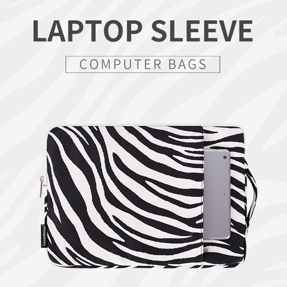 Zebra-stripe Pattern Shockproof Carry Case for 15 inch Laptops Scratch Resistant Notebook Sleeve Bag with Handle Strap/Vertical Pouch