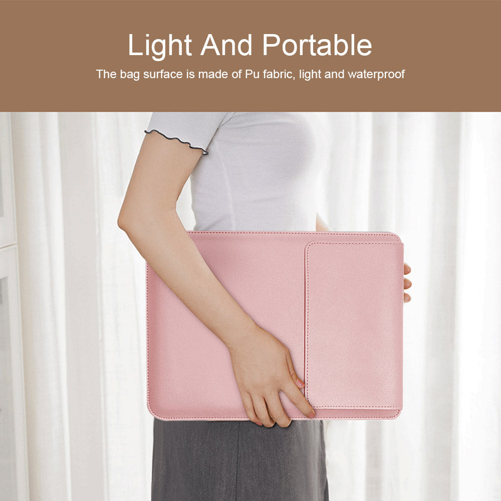 for 15inch/15.6inch Laptop Storage Bag PU Leather Multifunction Mouse Pad Notebook Computer Sleeve Set - Black