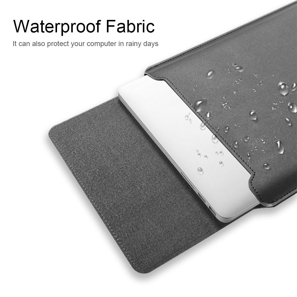 for 15inch/15.6inch Laptop Storage Bag PU Leather Multifunction Mouse Pad Notebook Computer Sleeve Set - Black