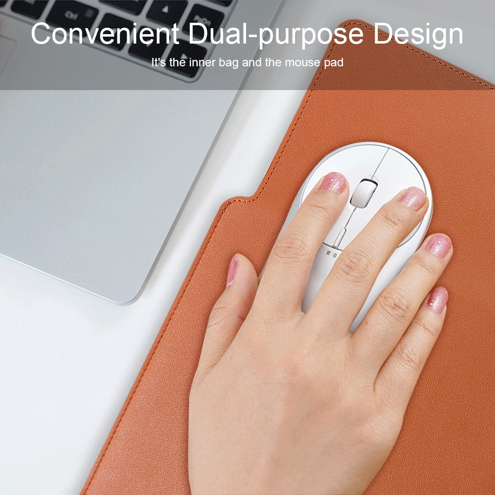 for 15inch/15.6inch Laptop Storage Bag PU Leather Multifunction Mouse Pad Notebook Computer Sleeve Set - Midnight Green