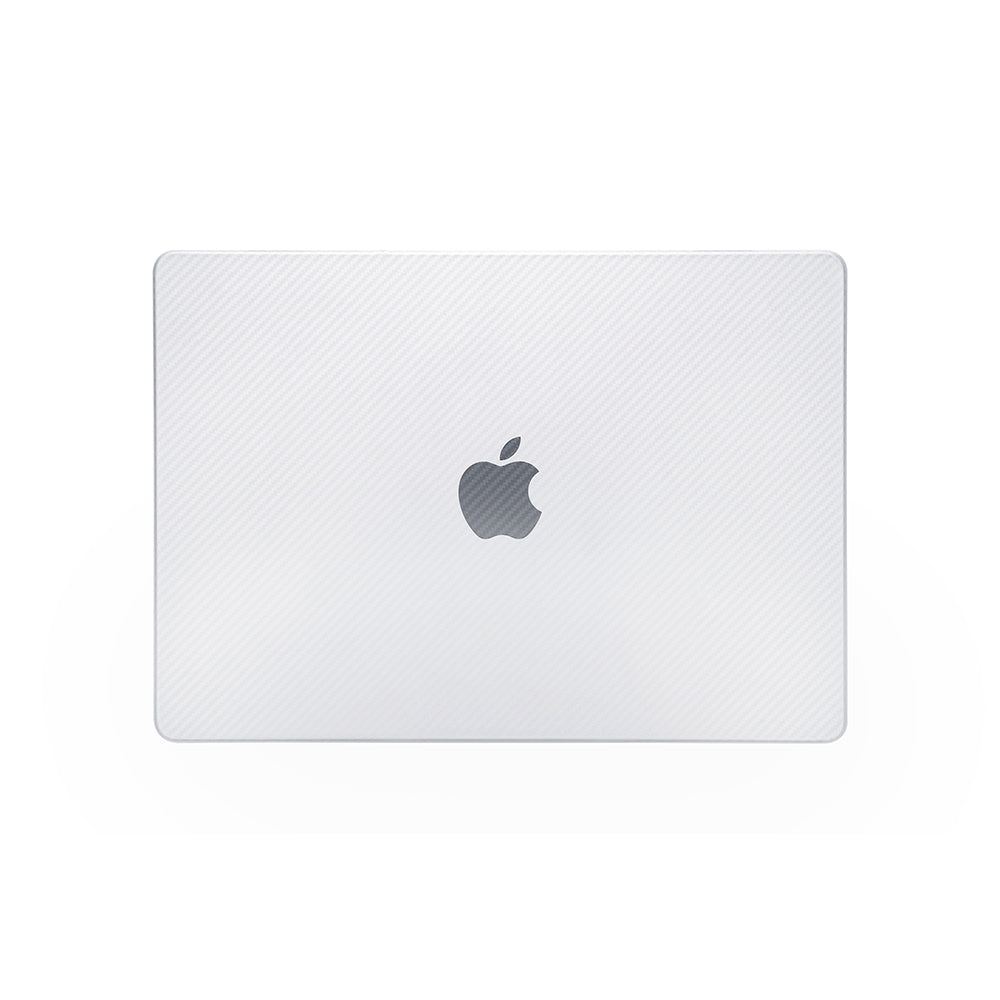 For MacBook Pro 16 inch (2021) A2485 Two-Piece Design Carbon Fiber Texture Hard Laptop Cover Shock-Absorbent Hardshell Case - White
