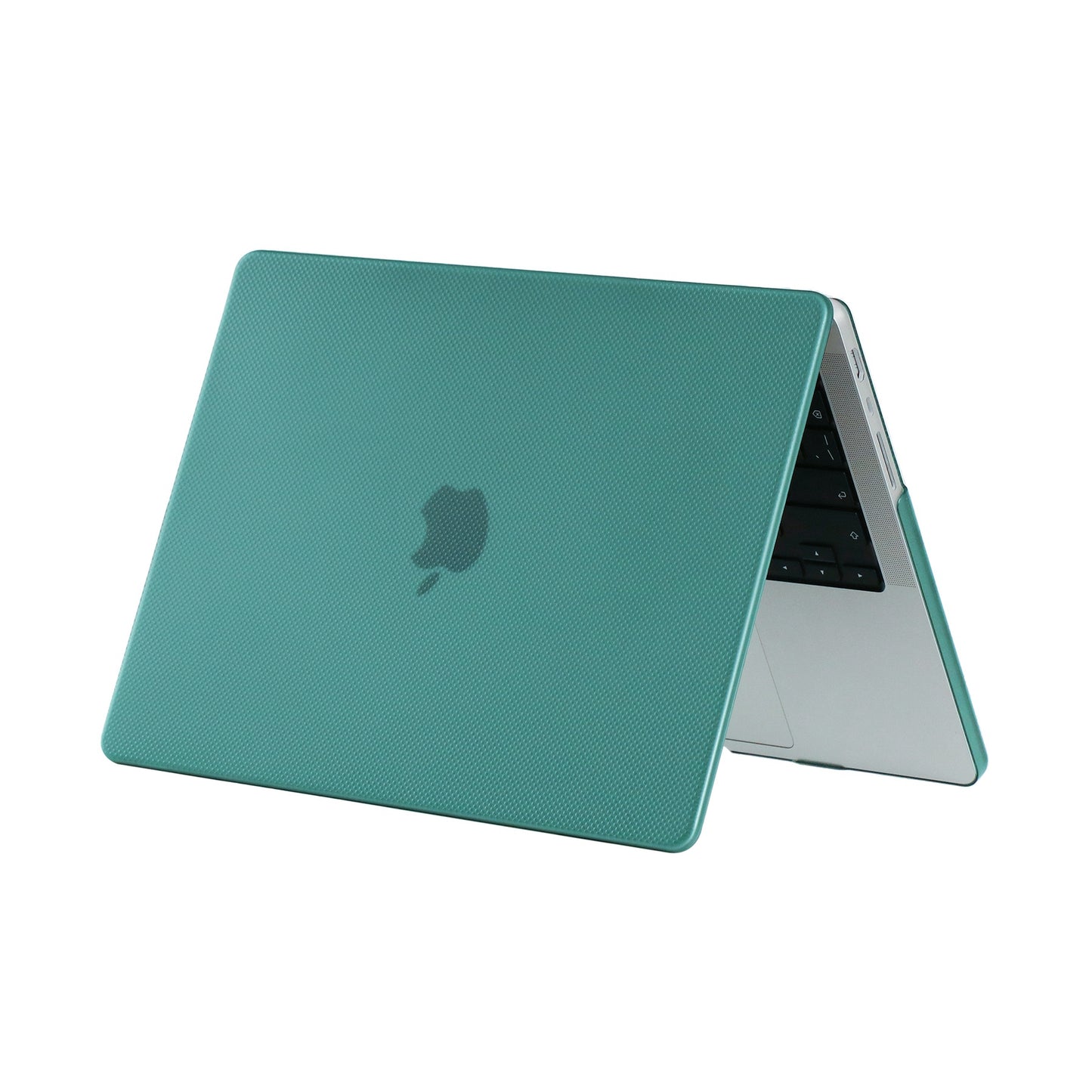 For MacBook Pro 16 inch (2021) A2485 Anti-Fingerprint Dot Texture Hard Laptop Cover Scratch-Resistant Hardshell Case with Foot Pad - Blackish Green