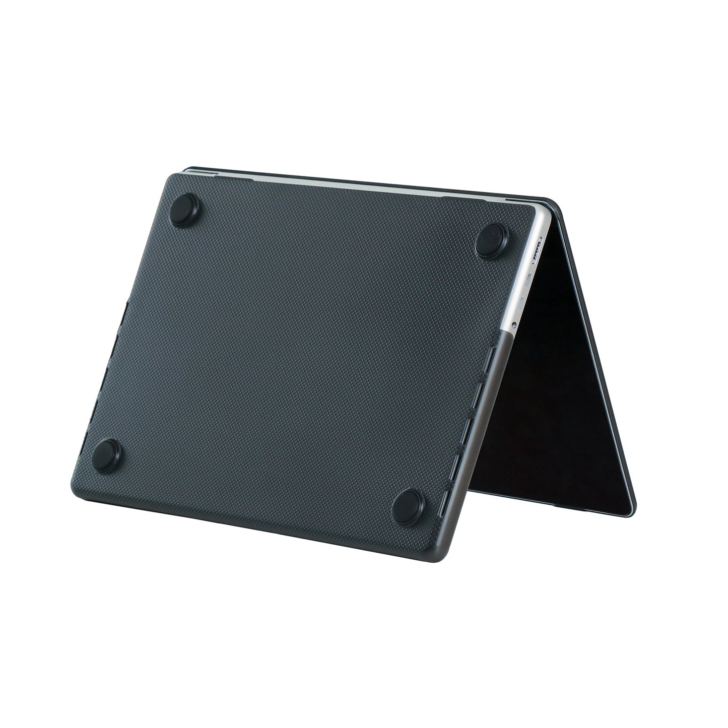 For MacBook Pro 16 inch (2021) A2485 Anti-Fingerprint Dot Texture Hard Laptop Cover Scratch-Resistant Hardshell Case with Foot Pad - Black