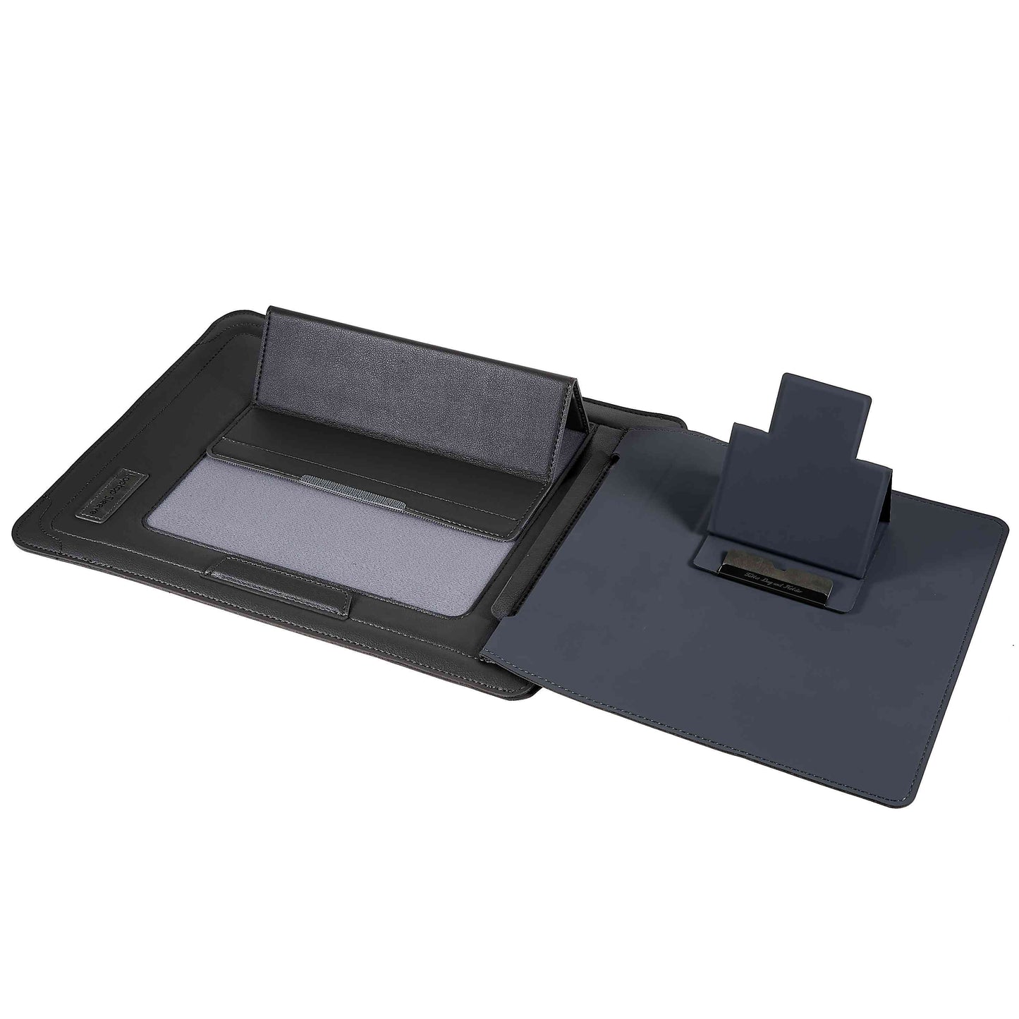 11-12inch PU Leather Laptop Sleeve Case Handheld Carrying Bag with Adjustable Stand - Grey