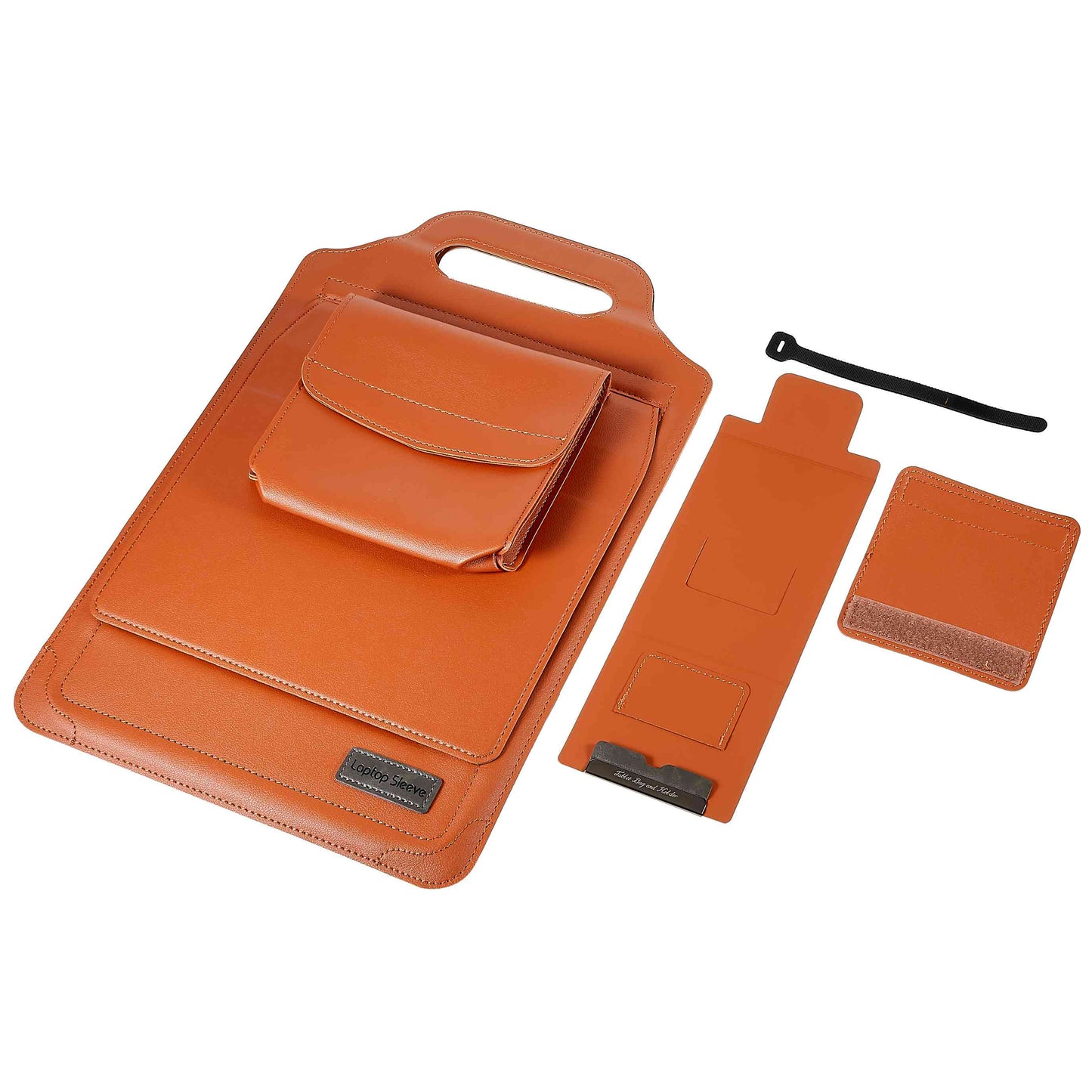 11-12inch PU Leather Laptop Sleeve Case Handheld Carrying Bag with Adjustable Stand - Brown