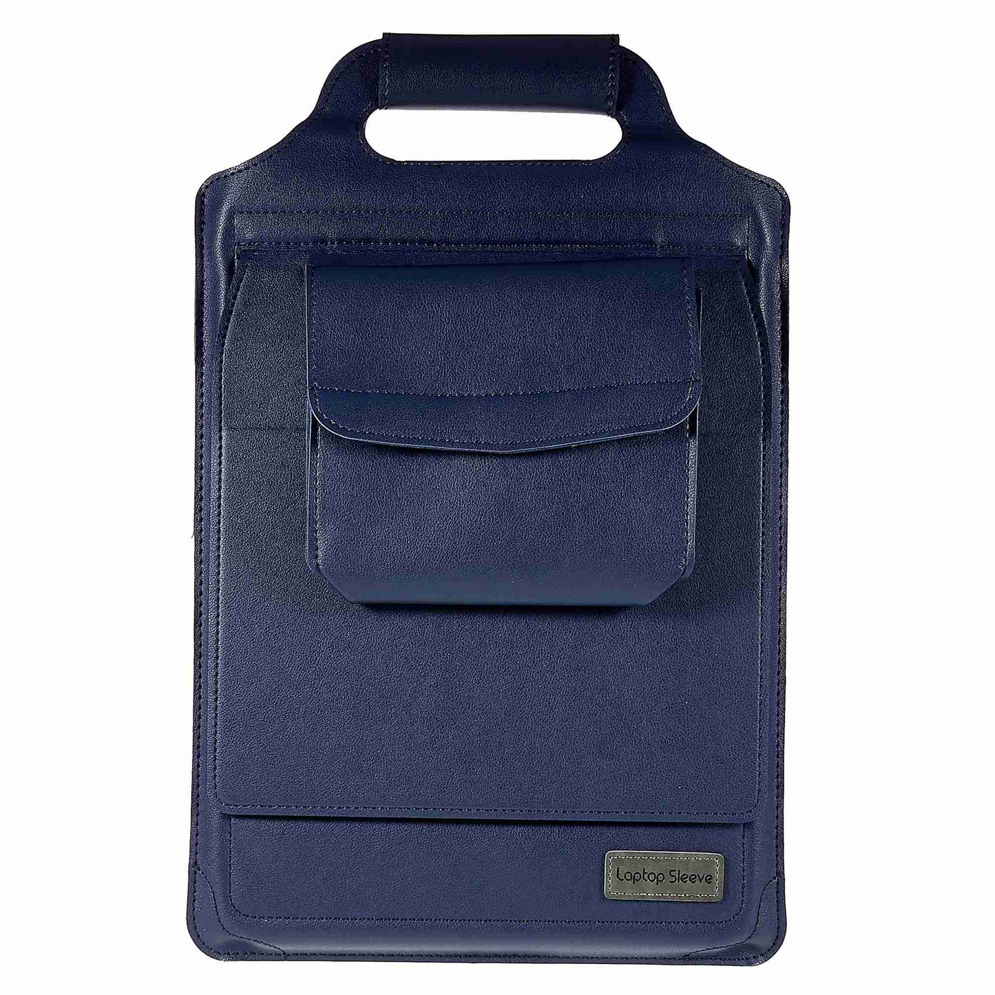 11-12inch PU Leather Laptop Sleeve Case Handheld Carrying Bag with Adjustable Stand - Dark Blue