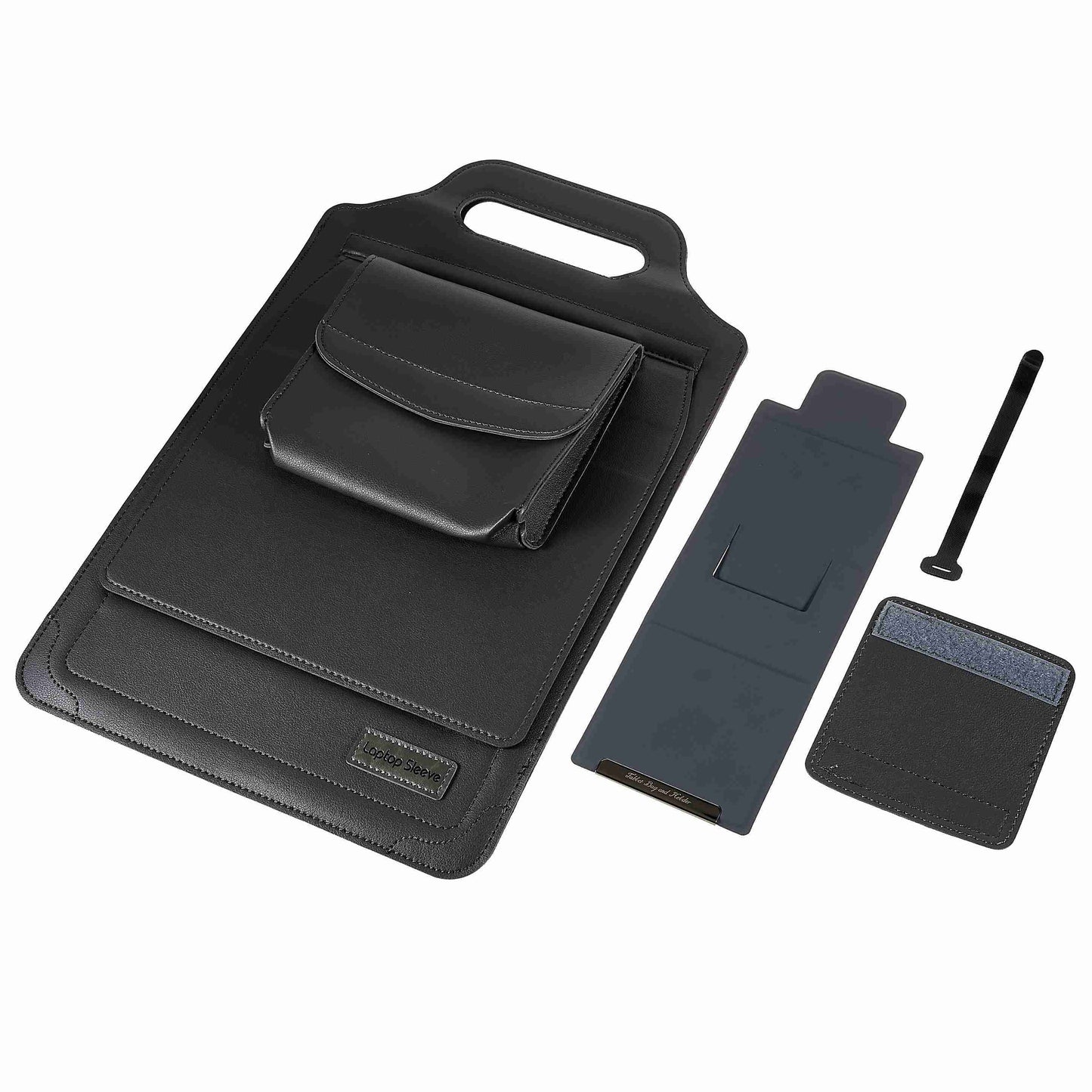 15-inch Laptop Sleeve Case PU Leather Notebook Carrying Case with Adjustable Stand - Grey