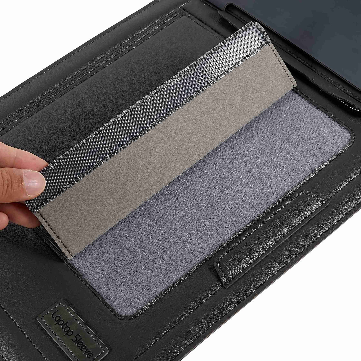 15-inch Laptop Sleeve Case PU Leather Notebook Carrying Case with Adjustable Stand - Grey