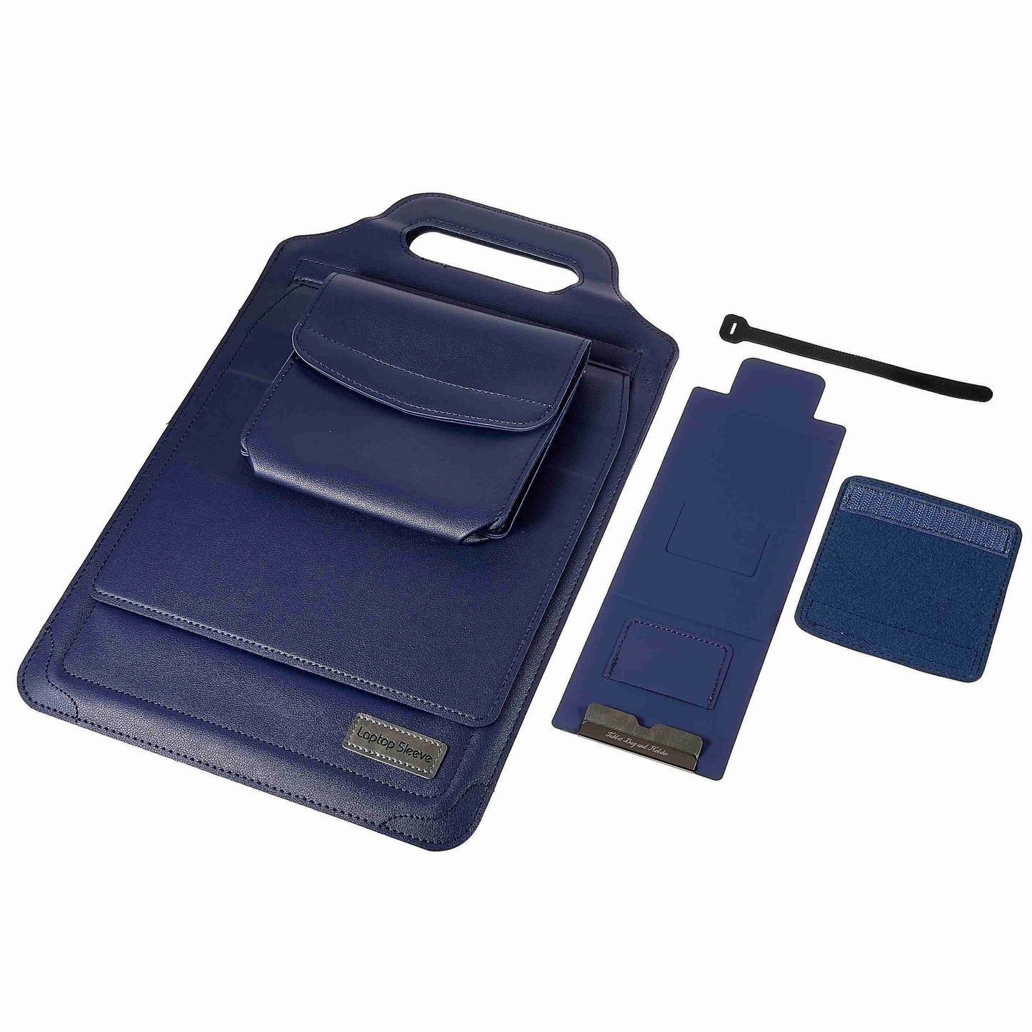 15-inch Laptop Sleeve Case PU Leather Notebook Carrying Case with Adjustable Stand - Dark Blue