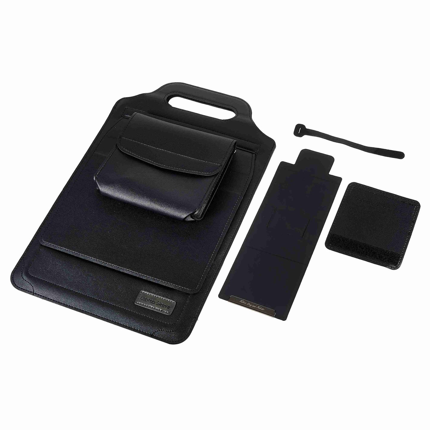 15-inch Laptop Sleeve Case PU Leather Notebook Carrying Case with Adjustable Stand - Black