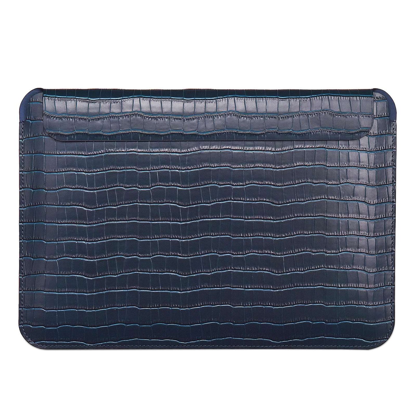 Wiwu 13.3 inch Laptop Bag Magnetic Closure Genuine Leather Storage Pouch Multifunction Crocodile Texture Mouse Pad Notebook Computer Sleeve - Sapphire